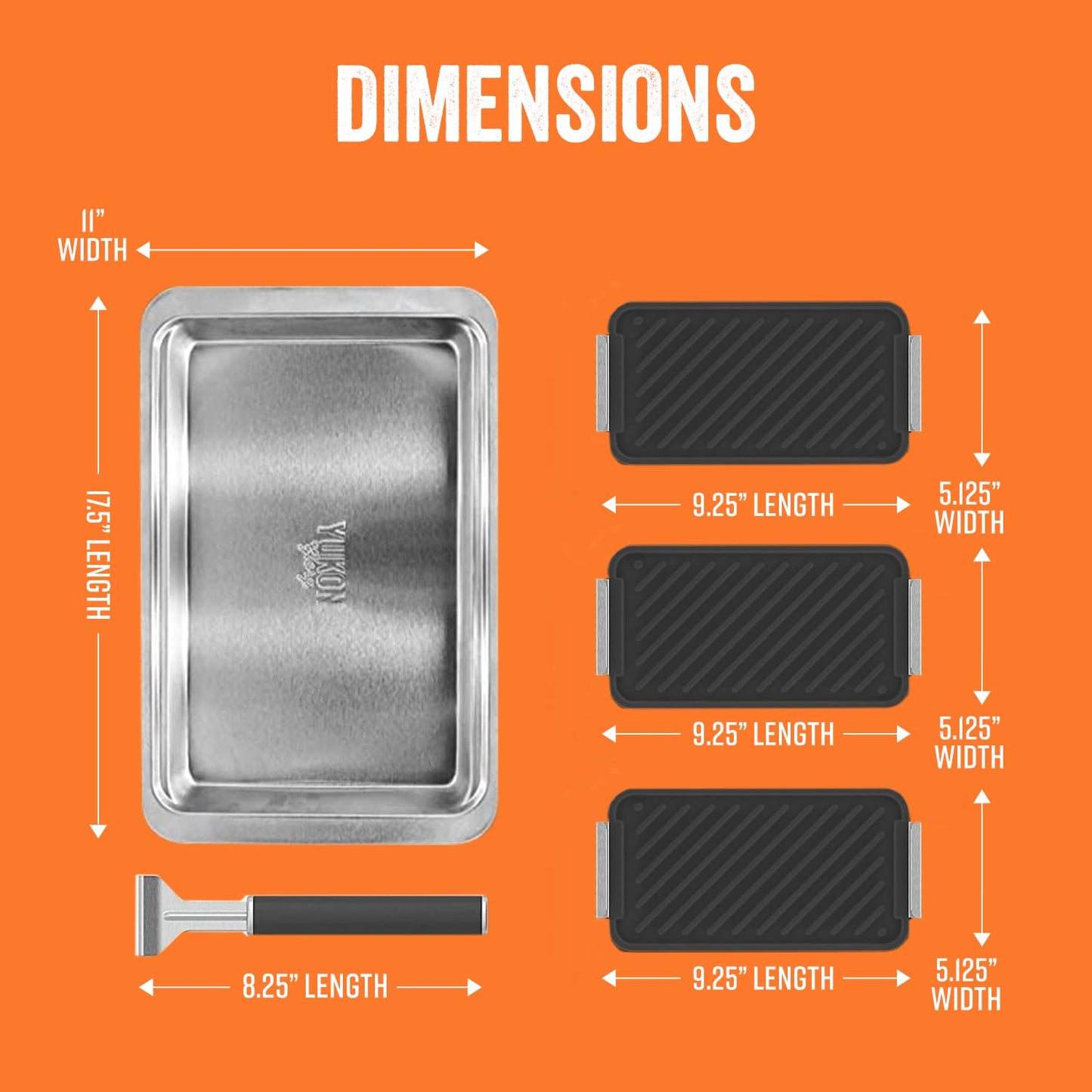 Yukon Glory SEAR 'N SERVE Cast Iron Grill Pan Set - Includes 3 Cast Iron Grilling Baskets & Clip-On Handle - Ideal for Stove Tops or Outdoor Grills