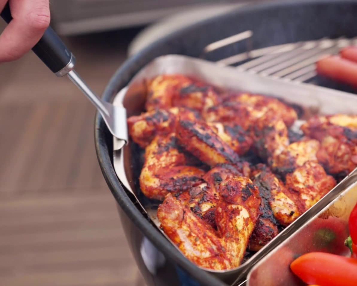 Yukon Glory™ BBQ Grill Basket for Kettle Grills - The Kettle Grill Accessories for Outdoor Grill Set Includes 2 stainless steel grilling baskets & Clip-On Handle Designed for 22" Kettle Grill Models - a Perfect Fish Grill Basket & Grill Vegetable Basket