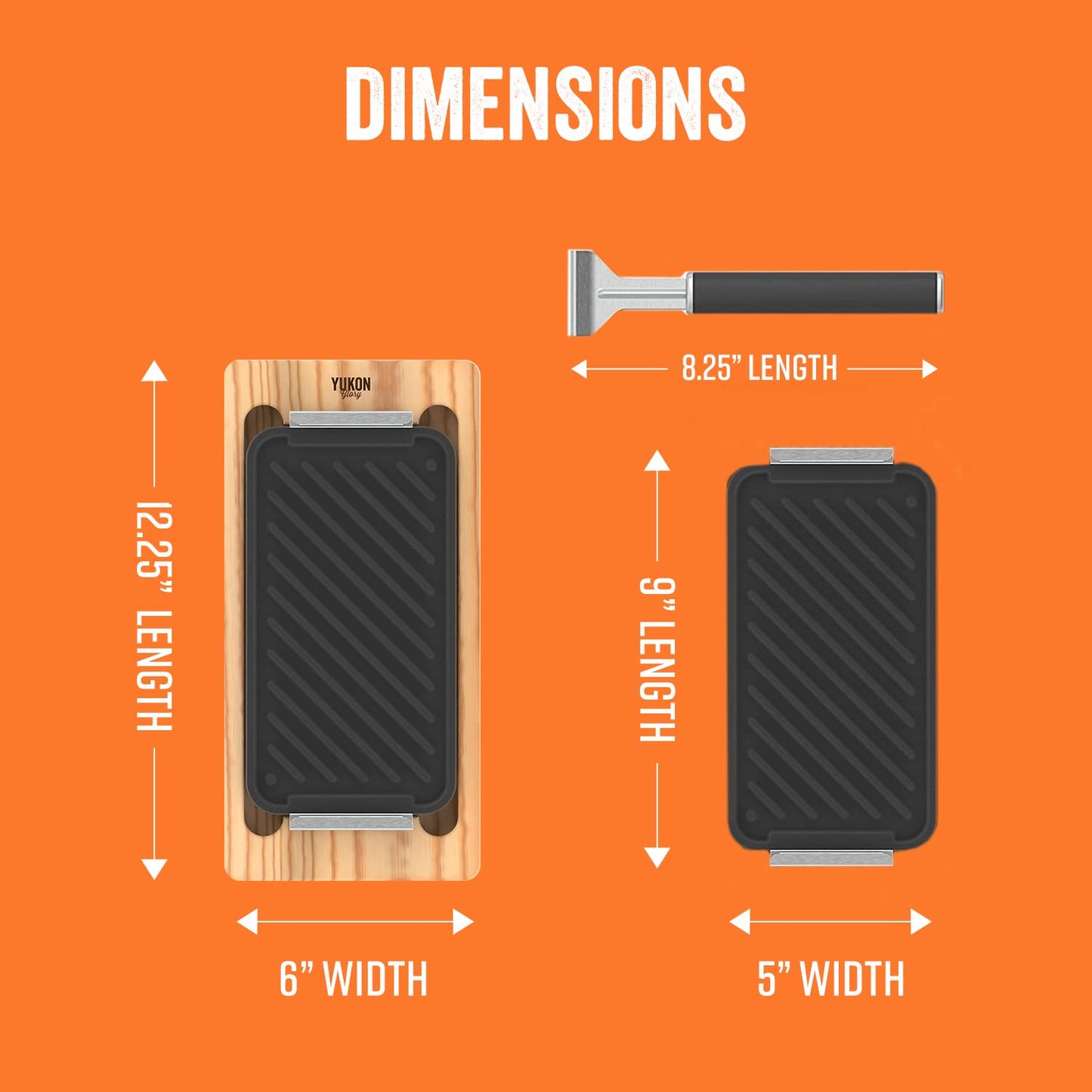 Yukon Glory SEAR 'N SERVE Cast Iron Grill Pan Set - Includes 3 Cast Iron Grilling Baskets & Clip-On Handle - Ideal for Stove Tops or Outdoor Grills