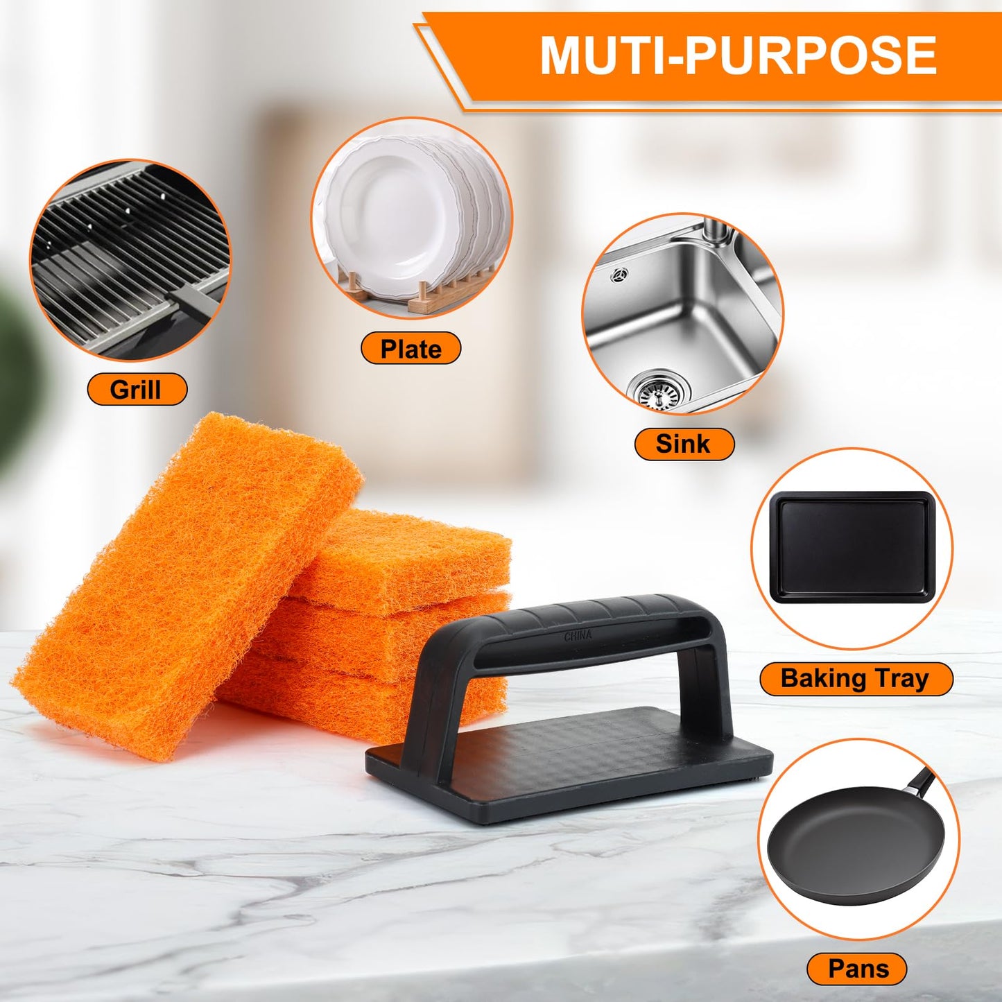 Griddle Cleaning Kit for Blackstone - Flat Top Grill Cleaner Grill Cleaning Kit with Grill Brick, Griddle Scraper & Grill Brush, Griddle Accessories Kit to Remove Stain