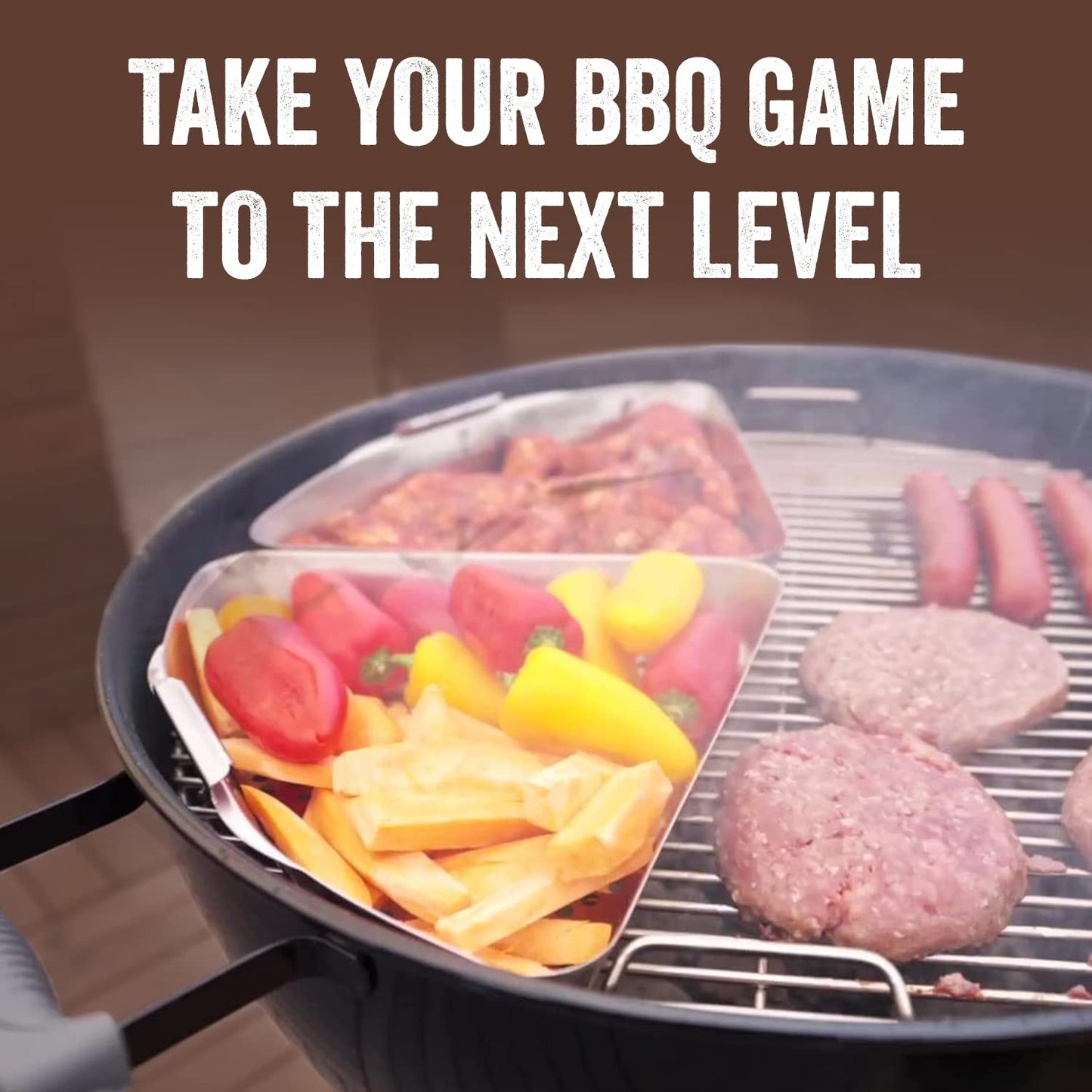 Yukon Glory™ BBQ Grill Basket for Kettle Grills - The Kettle Grill Accessories for Outdoor Grill Set Includes 2 stainless steel grilling baskets & Clip-On Handle Designed for 22" Kettle Grill Models - a Perfect Fish Grill Basket & Grill Vegetable Basket