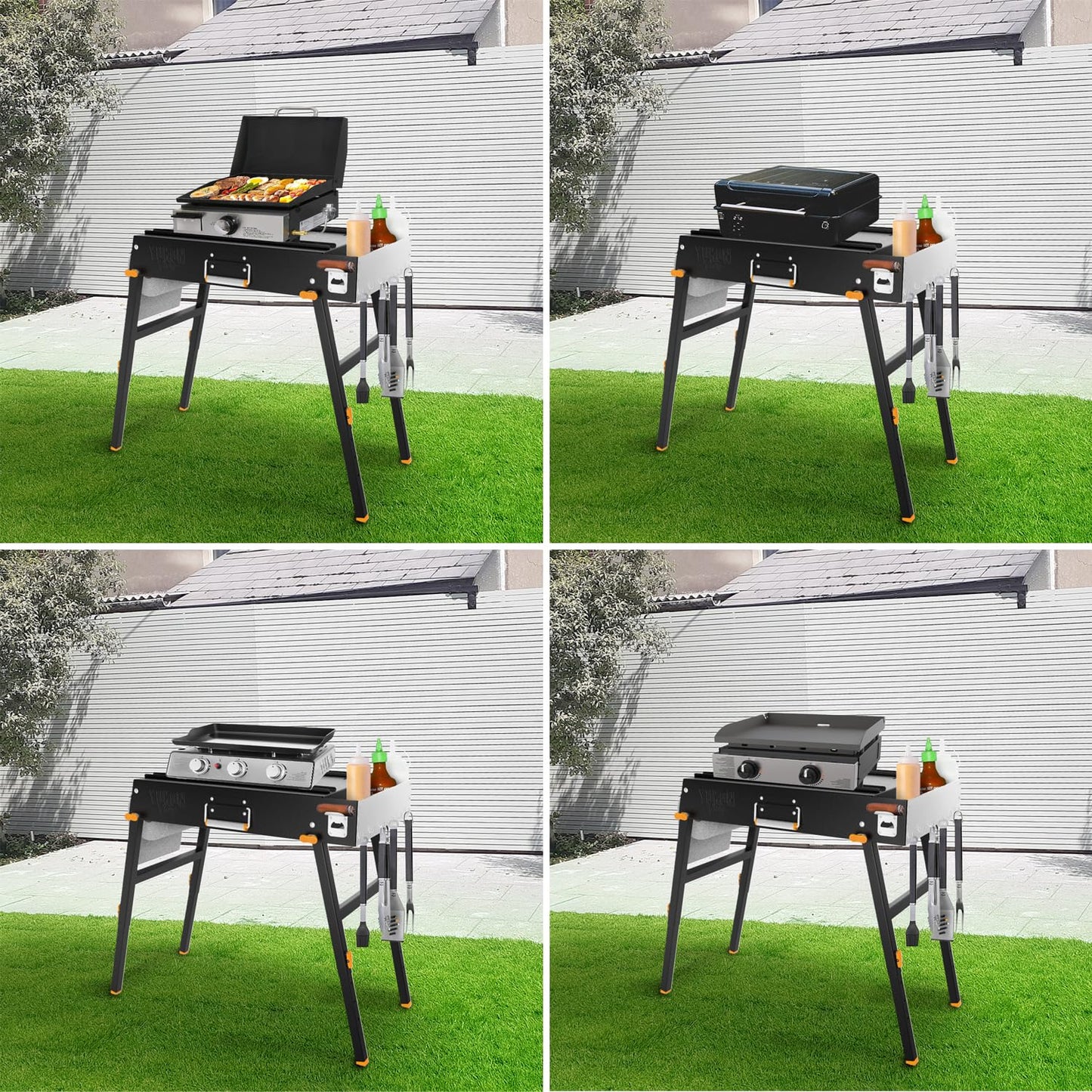 Yukon Glory™ Universal Portable Grill Table/Flat Top Grill Griddles Stand with Built in Caddy - Designed to Fit Tabletop Blackstone Griddle & Many Others - Outdoor Cooking Camping & Tailgating