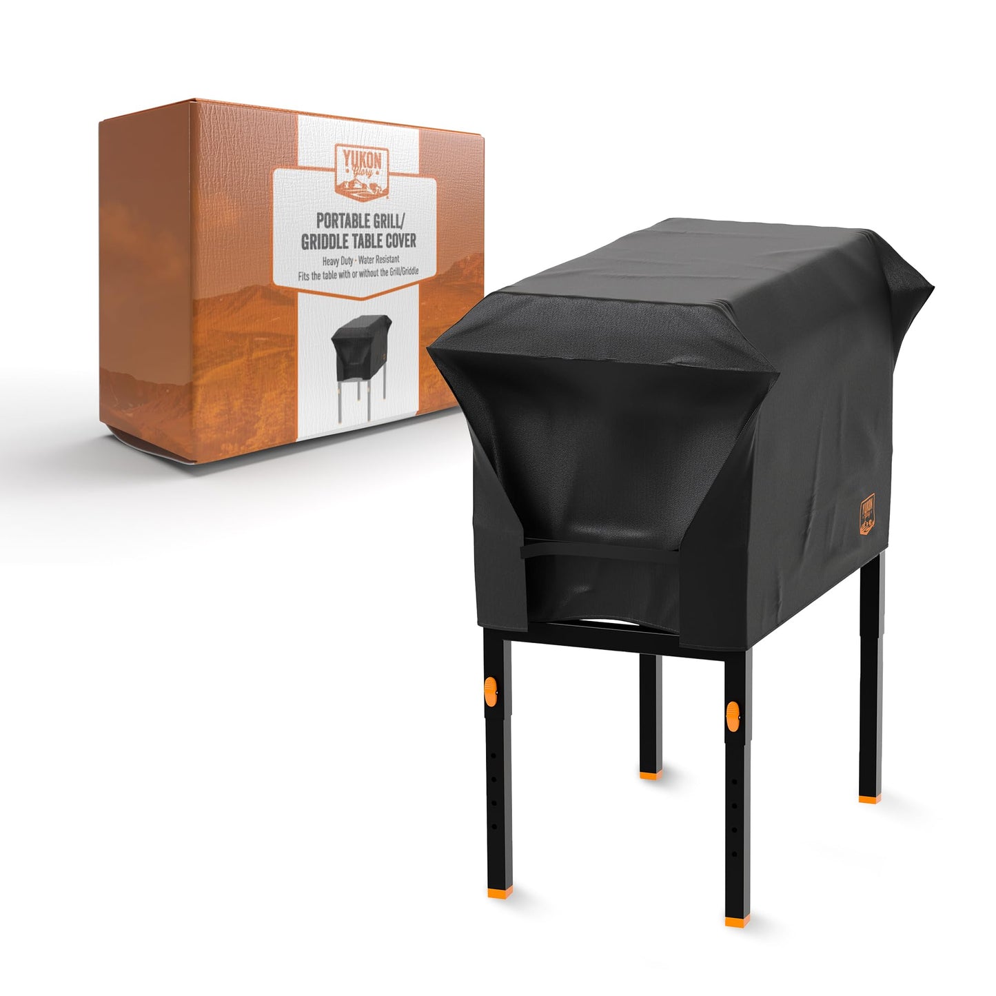 Yukon Glory™ Universal Portable Grill Table/Flat Top Grill Griddles Stand with Built in Caddy - Designed to Fit Tabletop Blackstone Griddle & Many Others - Outdoor Cooking Camping & Tailgating