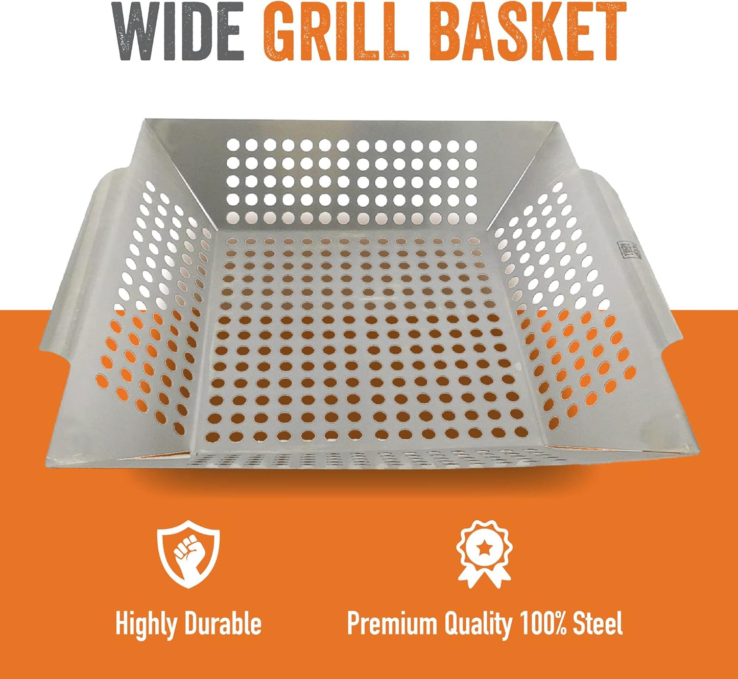 Yukon Glory Stainless Steel Grill Pan & BBQ Glove Set, Perfect for Veggies, Fish or Meat