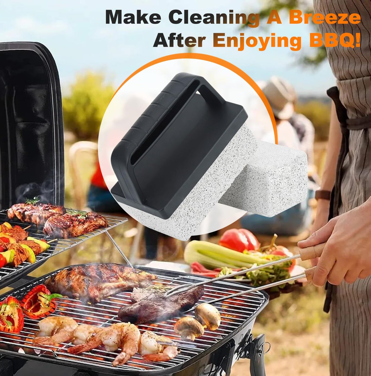 Griddle Cleaning Kit for Blackstone - Flat Top Grill Cleaner Grill Cleaning Kit with Grill Brick, Griddle Scraper & Grill Brush, Griddle Accessories Kit to Remove Stain