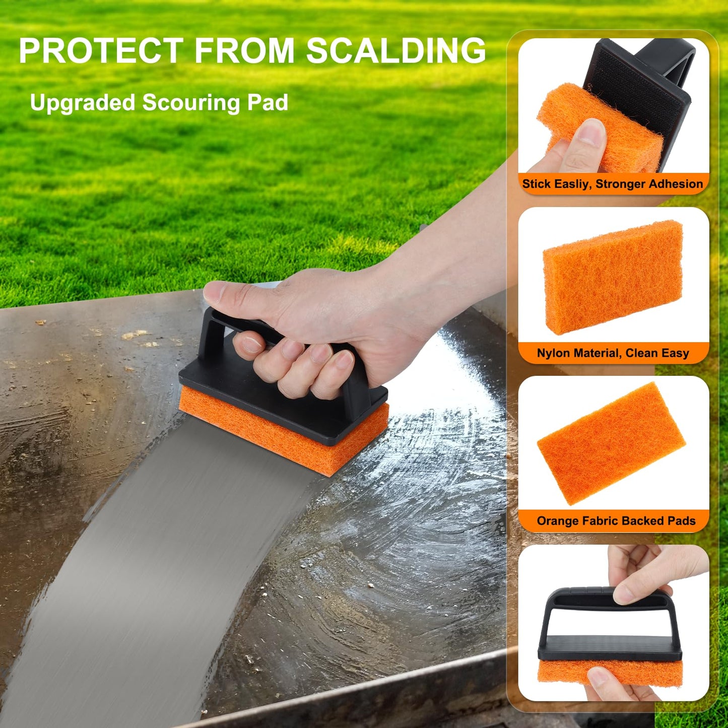 Griddle Cleaning Kit for Blackstone - Flat Top Grill Cleaner Grill Cleaning Kit with Grill Brick, Griddle Scraper & Grill Brush, Griddle Accessories Kit to Remove Stain