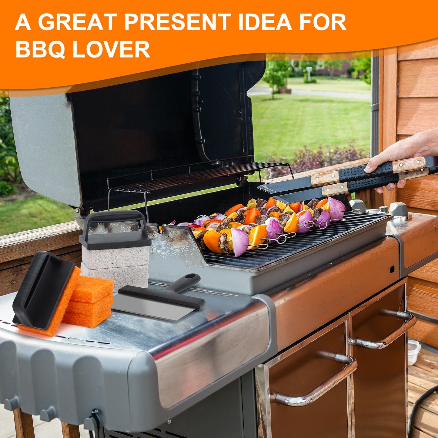 Griddle Cleaning Kit for Blackstone - Flat Top Grill Cleaner Grill Cleaning Kit with Grill Brick, Griddle Scraper & Grill Brush, Griddle Accessories Kit to Remove Stain