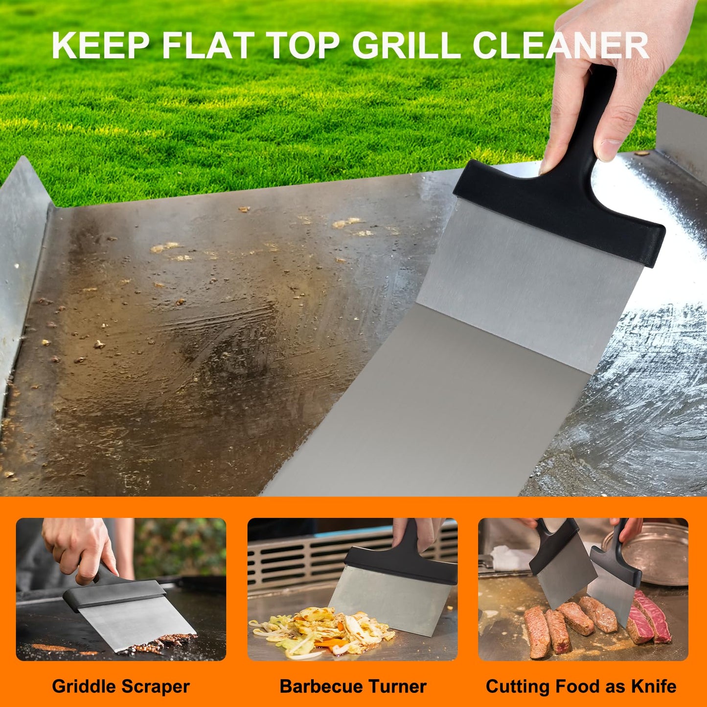 Griddle Cleaning Kit for Blackstone - Flat Top Grill Cleaner Grill Cleaning Kit with Grill Brick, Griddle Scraper & Grill Brush, Griddle Accessories Kit to Remove Stain